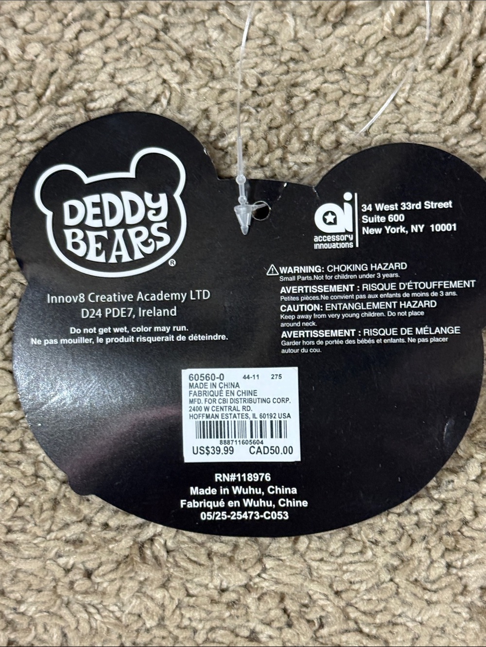 Clair’s Deddy Bears Black Rainbow Bears Mini Backpack SKU1510 - Picture 2 of 11